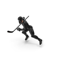 Humanoid Hockey Player With Stick Pose Black PNG & PSD Images