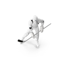 Hummanoid Hockey Player Wtih Stick Pose White PNG & PSD Images