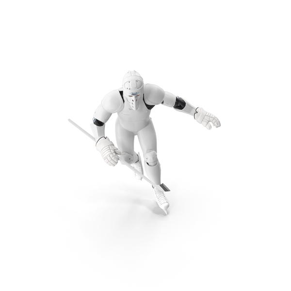 Humanoid Hockey Player With Stick Pose White PNG & PSD Images