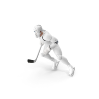 Humanoid Hockey Player With Stick Pose White PNG & PSD Images