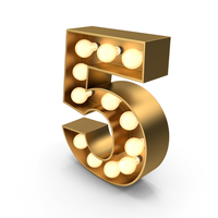 Marquee Sign Number 5 PNG & PSD Images