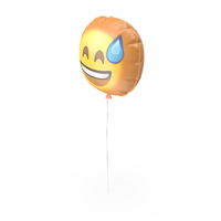 Smiling with Sweat Emoji Balloon PNG & PSD Images