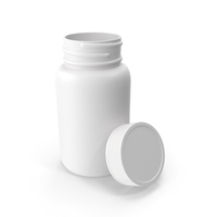 Plastic Bottle Pharma Round 60ml Cap Resting on Bottle Facing in PNG & PSD Images