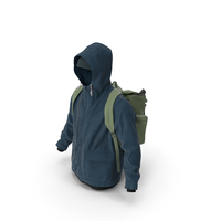 Mens Pullover Jacket Backpack Hat Green Blue PNG & PSD Images