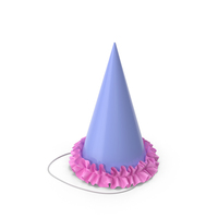 Blue Party Hat with Pink Frill PNG & PSD Images