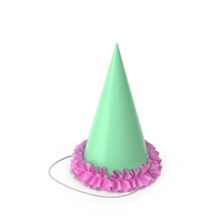 Green Party Hat with Pink frill PNG & PSD Images