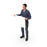Casual Man James Holding Sign PNG & PSD Images