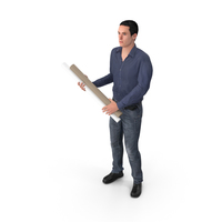 Casual Man James Holding Plans PNG & PSD Images