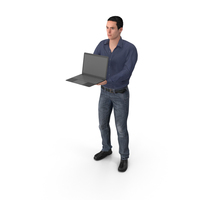 Casual Man James Holding Laptop PNG & PSD Images