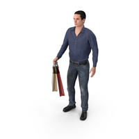 Casual Man James Holding Shopping Bags PNG & PSD Images