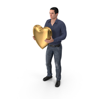 Casual Man James Holding Heart Balloon PNG & PSD Images