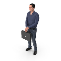 Casual Man James Holding Briefcase PNG & PSD Images