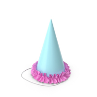 Light Blue Party Hat with Pink Frill PNG & PSD Images