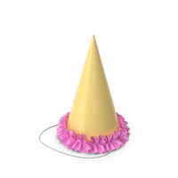 Yellow Party Hat with Pink Frill PNG & PSD Images