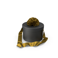 Black Round Gift Box with Gold Silk Ribbon PNG & PSD Images