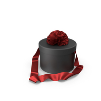 Black Round Gift Box with Red Silk Ribbon PNG & PSD Images
