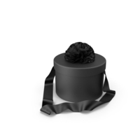 Black Round Gift Box with Silk Ribbon PNG & PSD Images