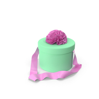 Green Round Box with Pink Ribbon PNG & PSD Images