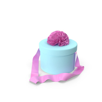 Light Blue Round Box with Pink Ribbon PNG & PSD Images