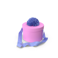 Pink Round Box with Blue Ribbon PNG & PSD Images