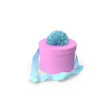 Pink Round Box with Light Blue Ribbon PNG & PSD Images