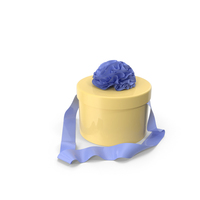 Yellow Round Box with Blue Ribbon PNG & PSD Images