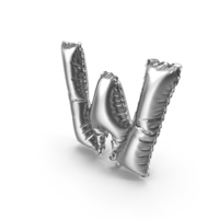 Silver Balloon Letter W PNG & PSD Images