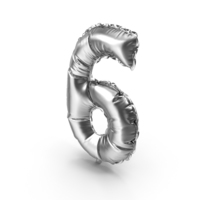 Silver Balloon Number 6 PNG & PSD Images