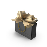 Black Shopping Bag with Gold Paper PNG & PSD Images