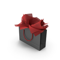Black Shopping Bag with Red Gift Paper PNG & PSD Images