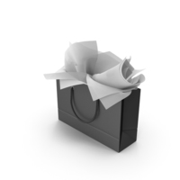Black Shopping Bag with White Gift Paper PNG & PSD Images
