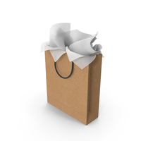Craft Shopping Bag Tall with White Gift Paper PNG & PSD Images