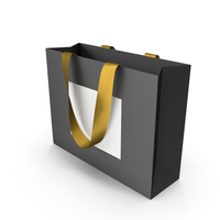 Black and White Bag with Gold Ribbon Handles PNG & PSD Images