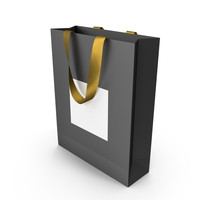 Black and White Bag with Gold Ribbon Handles PNG & PSD Images