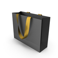 Black Packaging Bag with Gold Tape Handles PNG & PSD Images