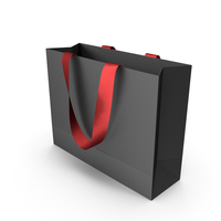 Black Packaging Bag with Red Tape Handles PNG & PSD Images