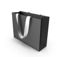 Black Packaging Bag with White Tape Handles PNG & PSD Images