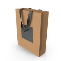 Craft and Black Bag with Black Ribbon Handles PNG & PSD Images