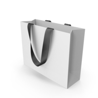 White Packaging Bag with Black Handles PNG & PSD Images