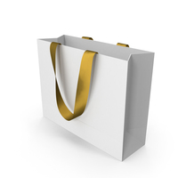 White Packaging Bag with Gold Handles PNG & PSD Images
