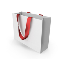 White Packaging Bag with Red Handles PNG & PSD Images