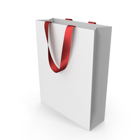 White Packaging Bag with Red Handles PNG & PSD Images