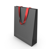Black Paper Bag with Red Tape Handles PNG & PSD Images