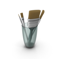 Glass with Paint Brushes PNG & PSD Images