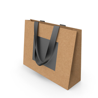 Craft and Black Paper Bag with Black Handles PNG & PSD Images