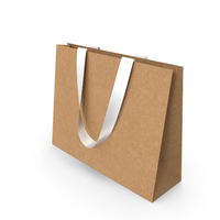 Craft Paper Bag with White Ribbon Handles PNG & PSD Images