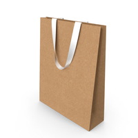 Craft Paper Bag with White Handles PNG & PSD Images
