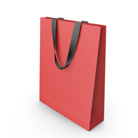Red Paper Bag with Black Handles PNG & PSD Images