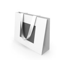 White and Black Paper Bag with White Handles PNG & PSD Images