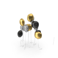 Round Stripes, Gold and Black Balloon Set PNG & PSD Images
